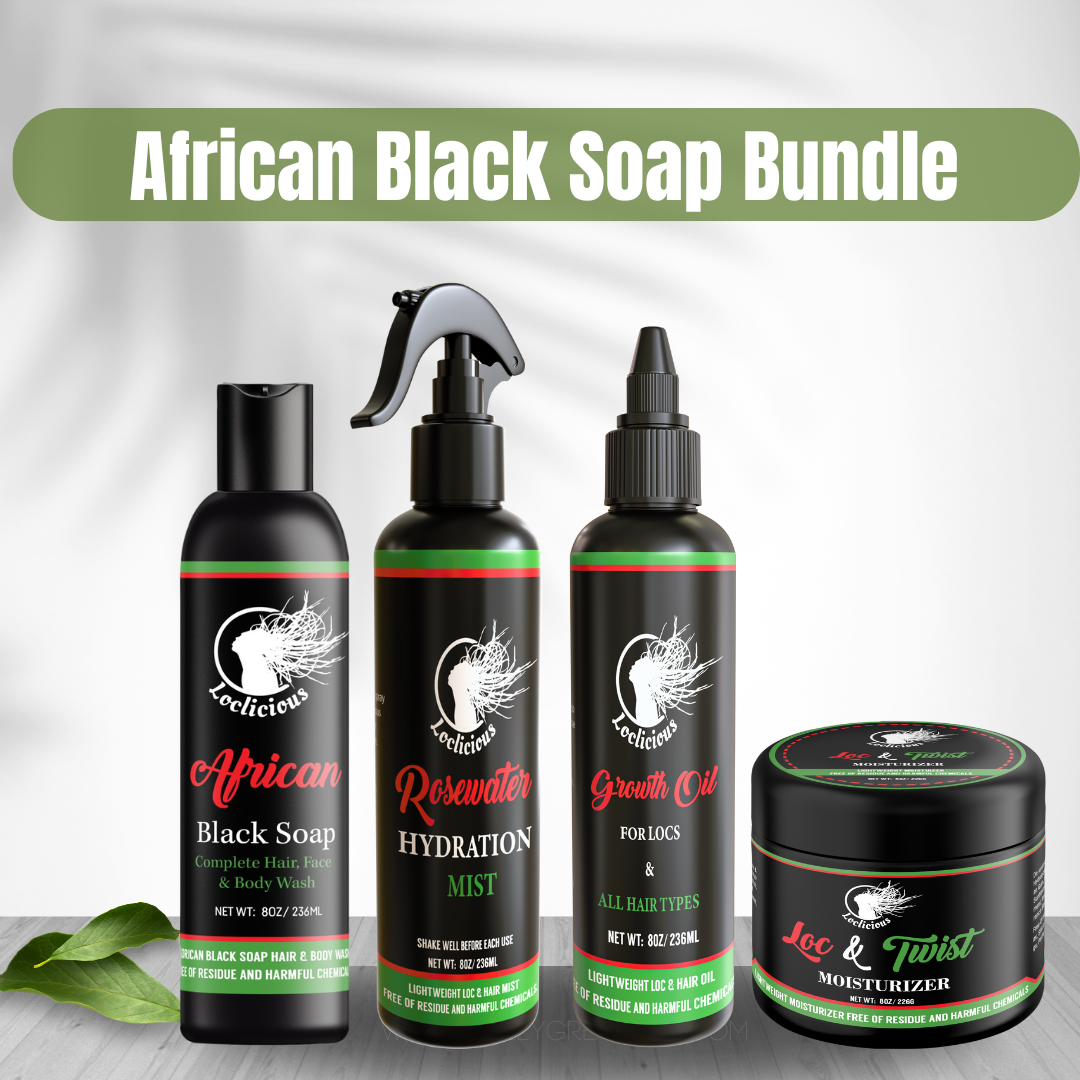 Loclicious Liquid Black Soap Loc Moisturizing Haircare Bundle