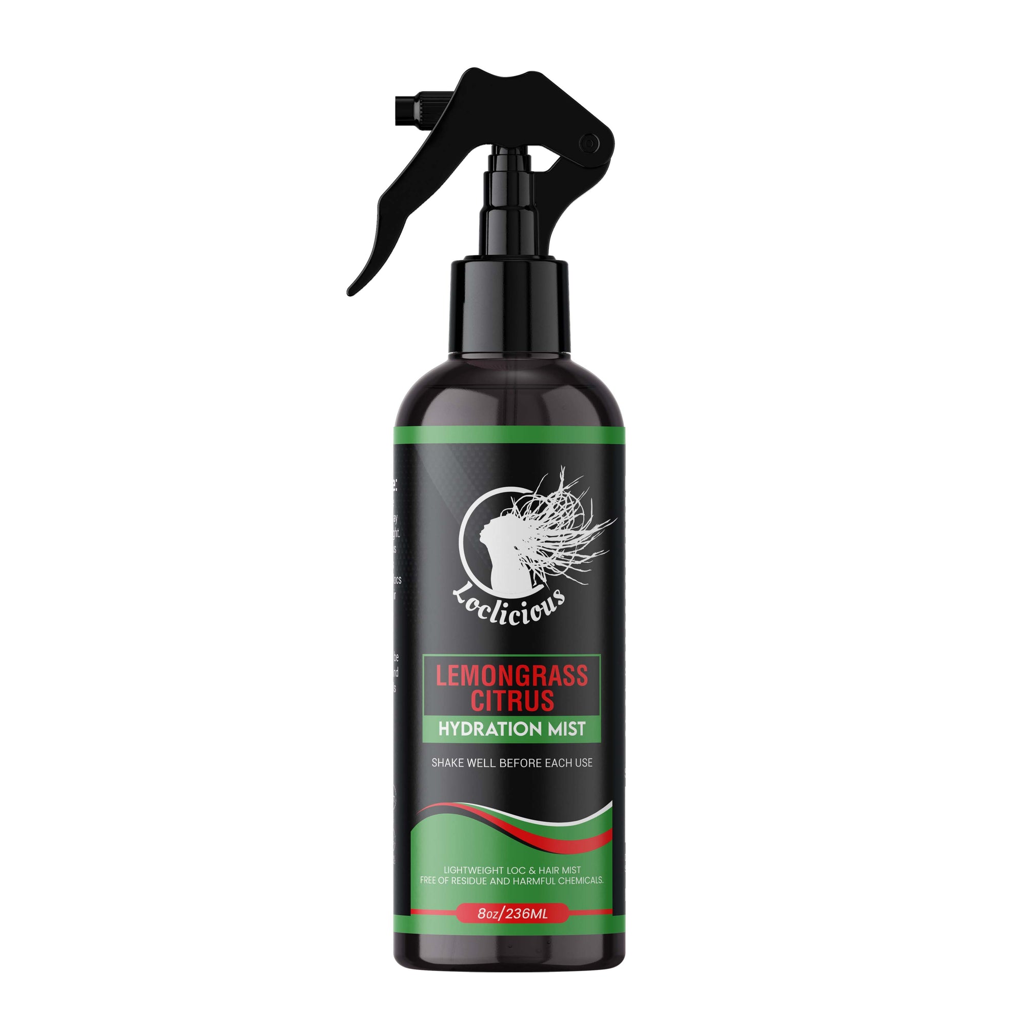 Loclicious Lemongrass Citrus Hydration Mist ā a vibrant bottle of nourishing hair care, crafted with lemongrass hydrosol, aloe vera, and a blend of natural oils to deeply hydrate and refresh locs and natural hair. Ideal for daily use, it promotes moisture, shine, and scalp care