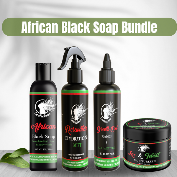 Loclicious Hair Care Bundle: African Black Soap, Hydration Mist